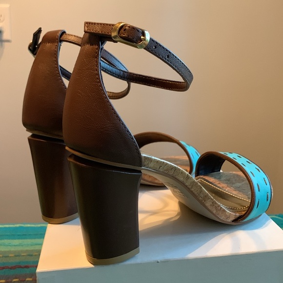 NEW Brazilian chunky heels in teal and chocolate. Size 6 - Picture 7 of 12